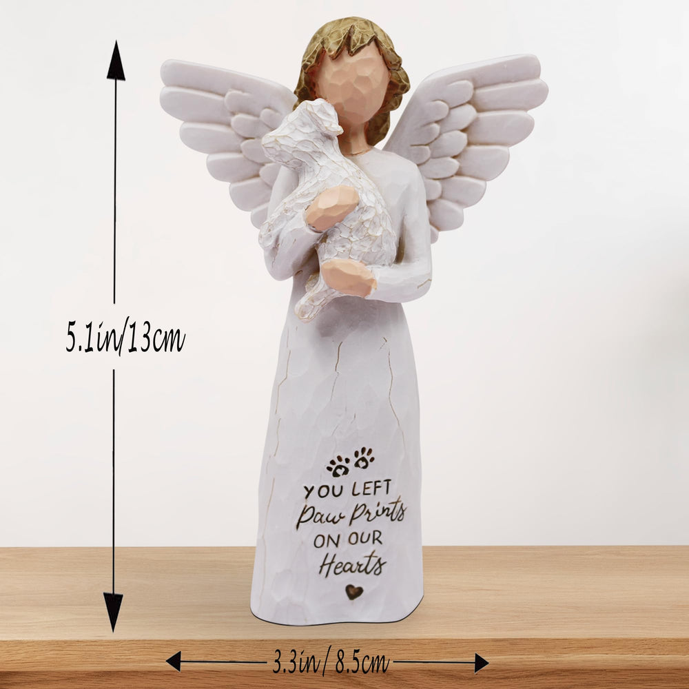 Borlesta dog-remembrance-statue-white creates a quiet moment of solace on a shelf