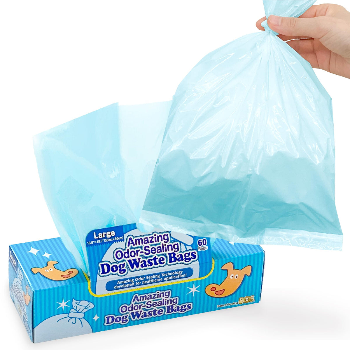 BOS Amazing Odor Sealing Bags box-front view shows compact on the go packaging