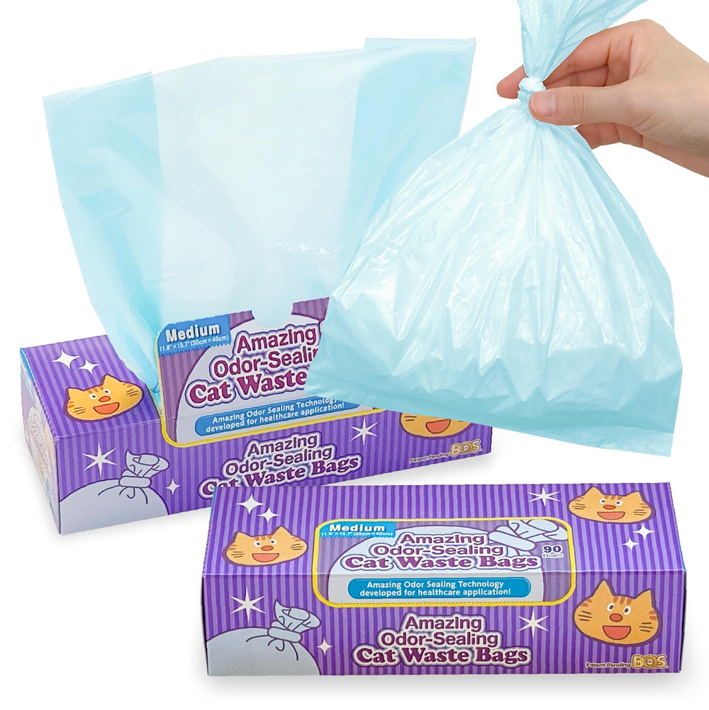 BOS amazing odor sealing cat waste bags in dispenser box for easy disposal