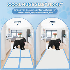 Boscute 31x47-xl dog pad provides ample space for large breeds and training.