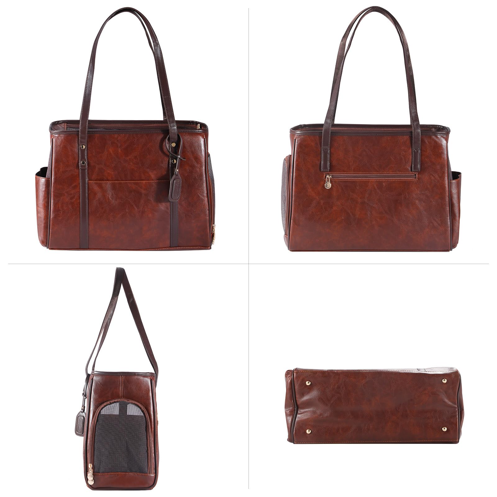 Bosnanller Airline Approved Soft Sided Pet Tote coffee under-seat compatibility for flights.