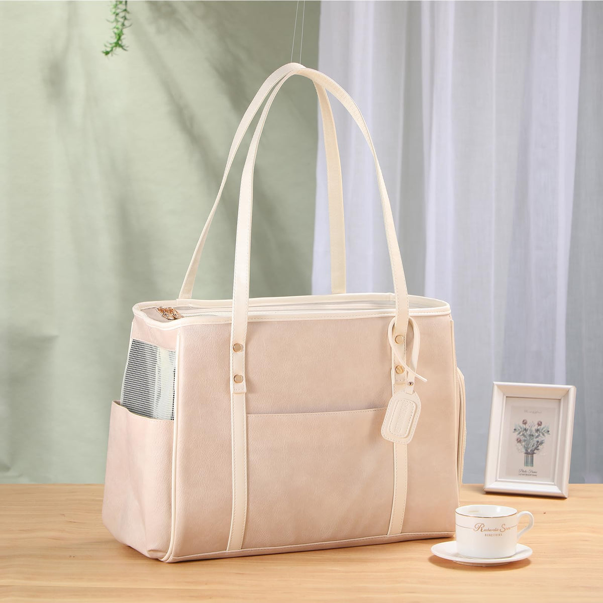 Bosnanller fashion dog carrier purse with roomy interior for comfortable travel.