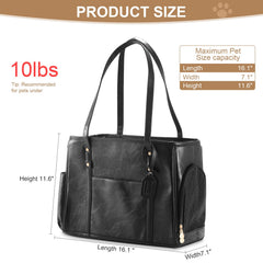 Bosnanller Premium Leather Cat Carrier Bag ventilated mesh windows support comfortable journeys.