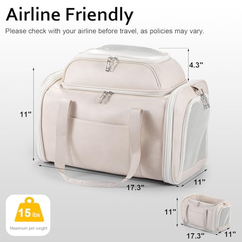 Bosnanller carrier beige side pocket detail showing organized travel essentials