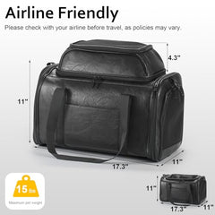 Bosnanller premium leather top expandable pet carrier, top expanded, extra space for pets.