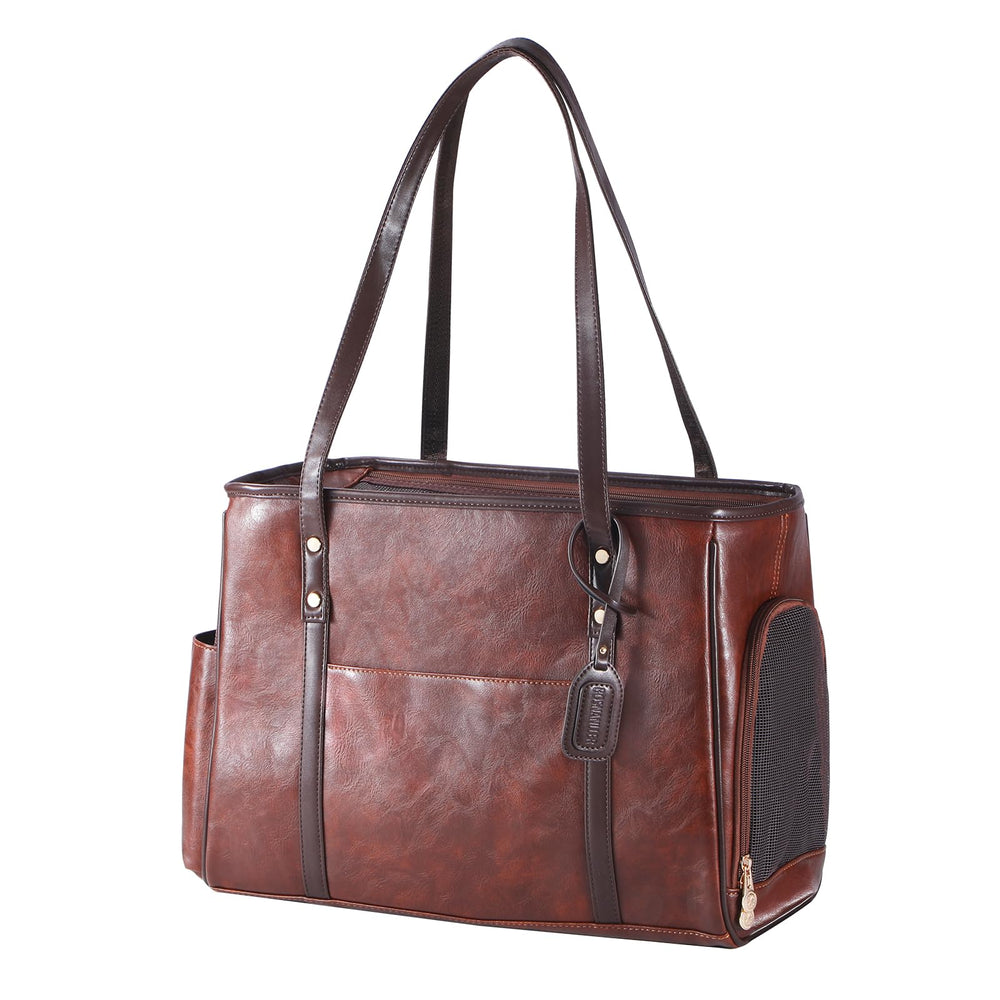 Bosnanller Stylish Modern Look Pet Carrier coffee fashion-forward travel companion.