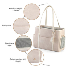 Bosnanller ventilated mesh windows provide airflow and visibility for a calm pet.