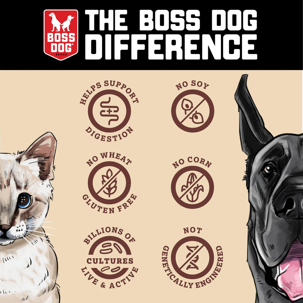 Boss Dog ProBalls crumbled on meals for easy topping.