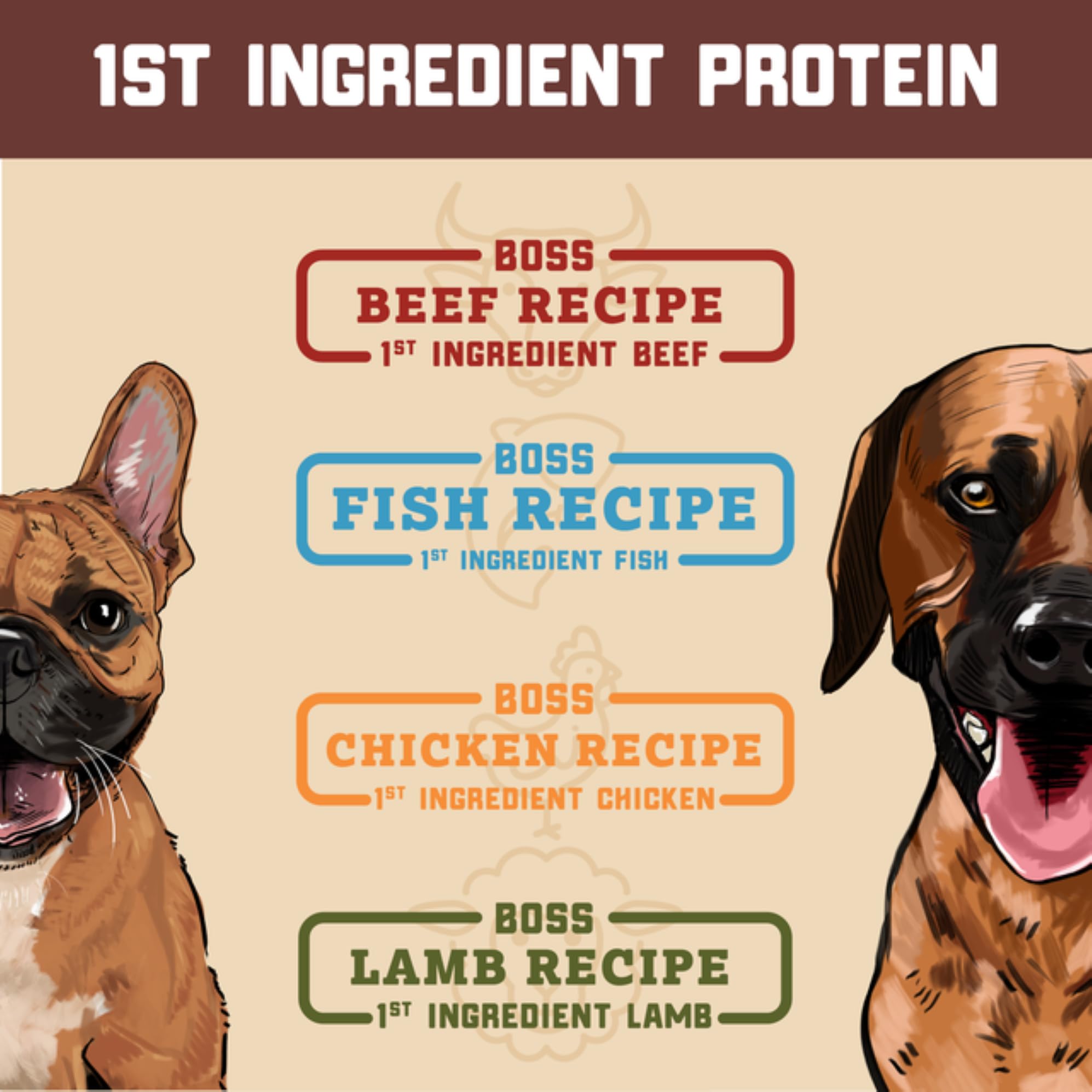 Boss Dog freeze-dried beef morsels close-up highlighting crunchy texture for mixing with meals.