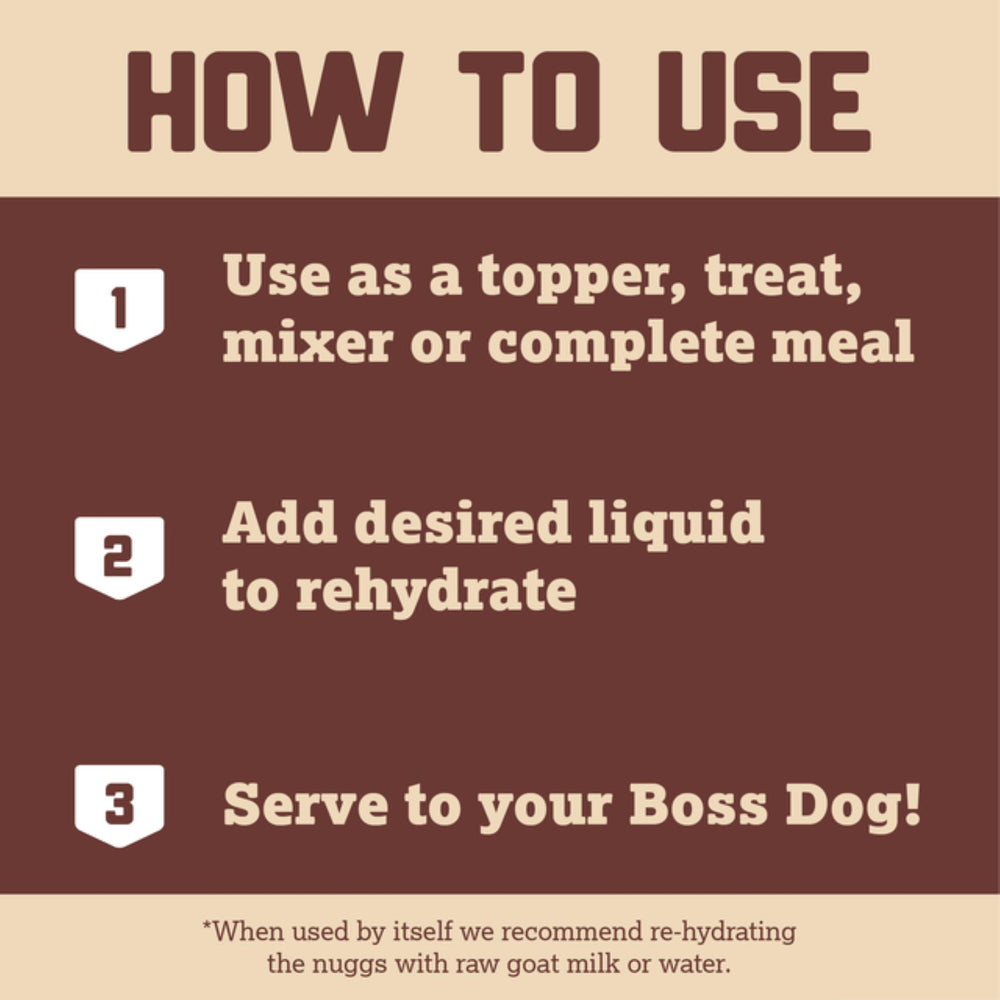 Boss Dog soft-chew texture crumbles easily for convenient snacking or topping.