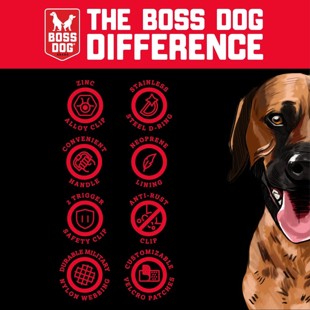 Boss Dog Tactical Collar close-up on military-grade nylon webbing for lasting durability.