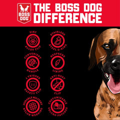 Boss Dog Tactical Collar close-up on military-grade nylon webbing for lasting durability.