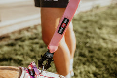Boss Dog Tactical Leash pink clip closeup highlighting anti-rust aviation aluminum dual-trigger clip