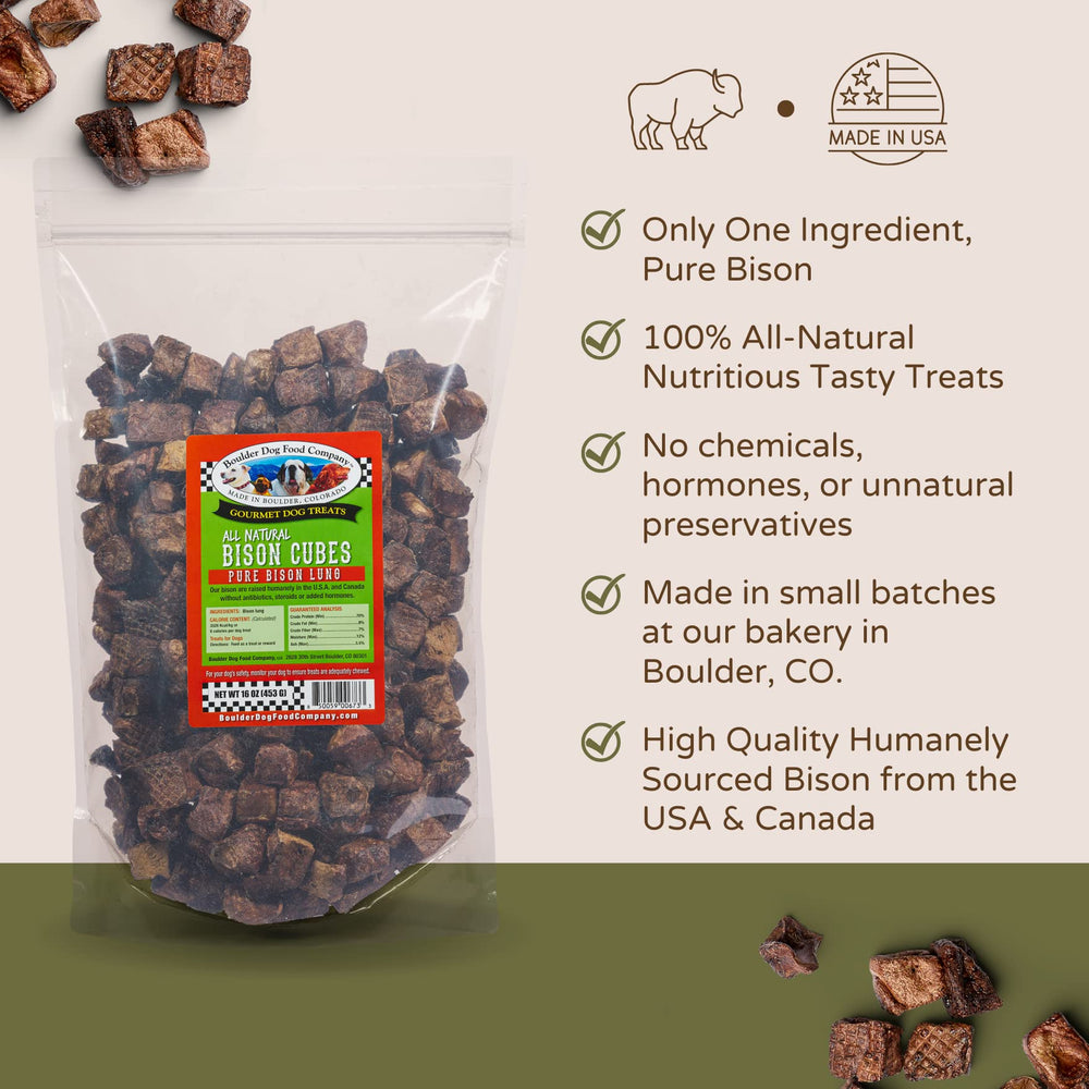 Grain-free Bison Cubes treats for dogs with sensitivities