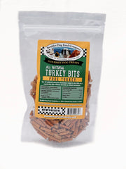Boulder Dog Food Company Turkey Bits bag close-up highlighting natural ingredients for training rewards