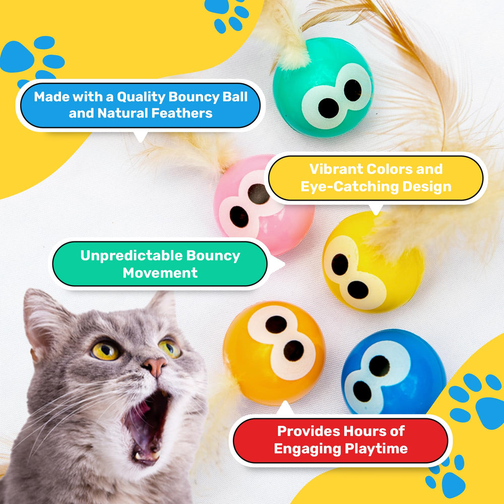 Bouncy Tails cat ball toy bounce action showcases dynamic movement for rapid paw swipes.
