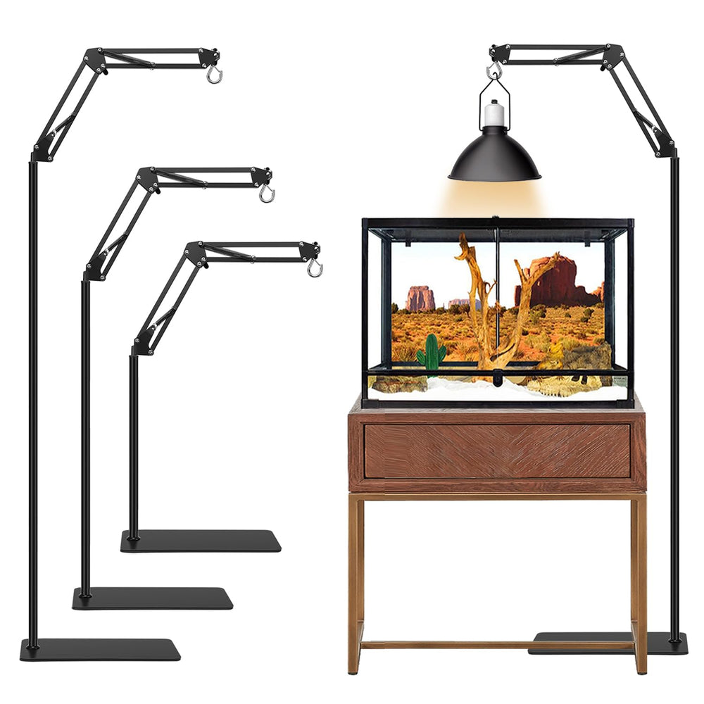 BOURDSERK Reptile Lamp Stand adjustable-height enables tall terrarium setups.