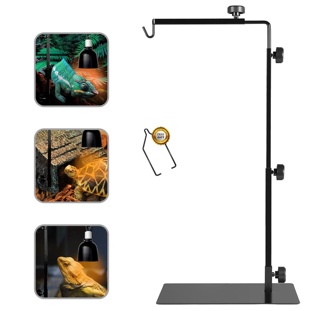BOURDSERK reptile metal lamp stand adjustable height enables precise heat placement.