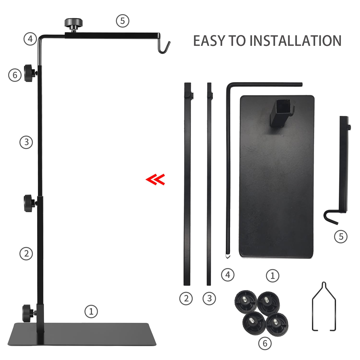 BOURDSERK reptile metal lamp stand easy-assembly enables quick setup.
