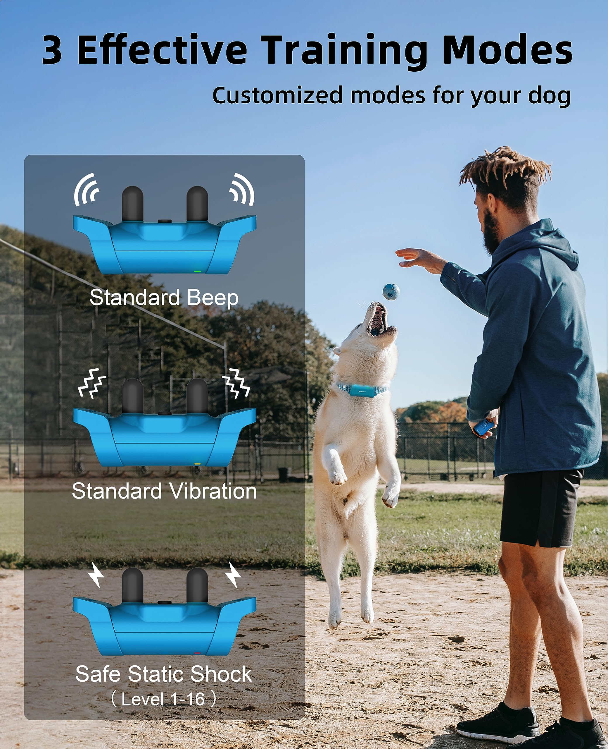 Bousnic 3-in-1 training modes offer beep, vibration, and safe shock