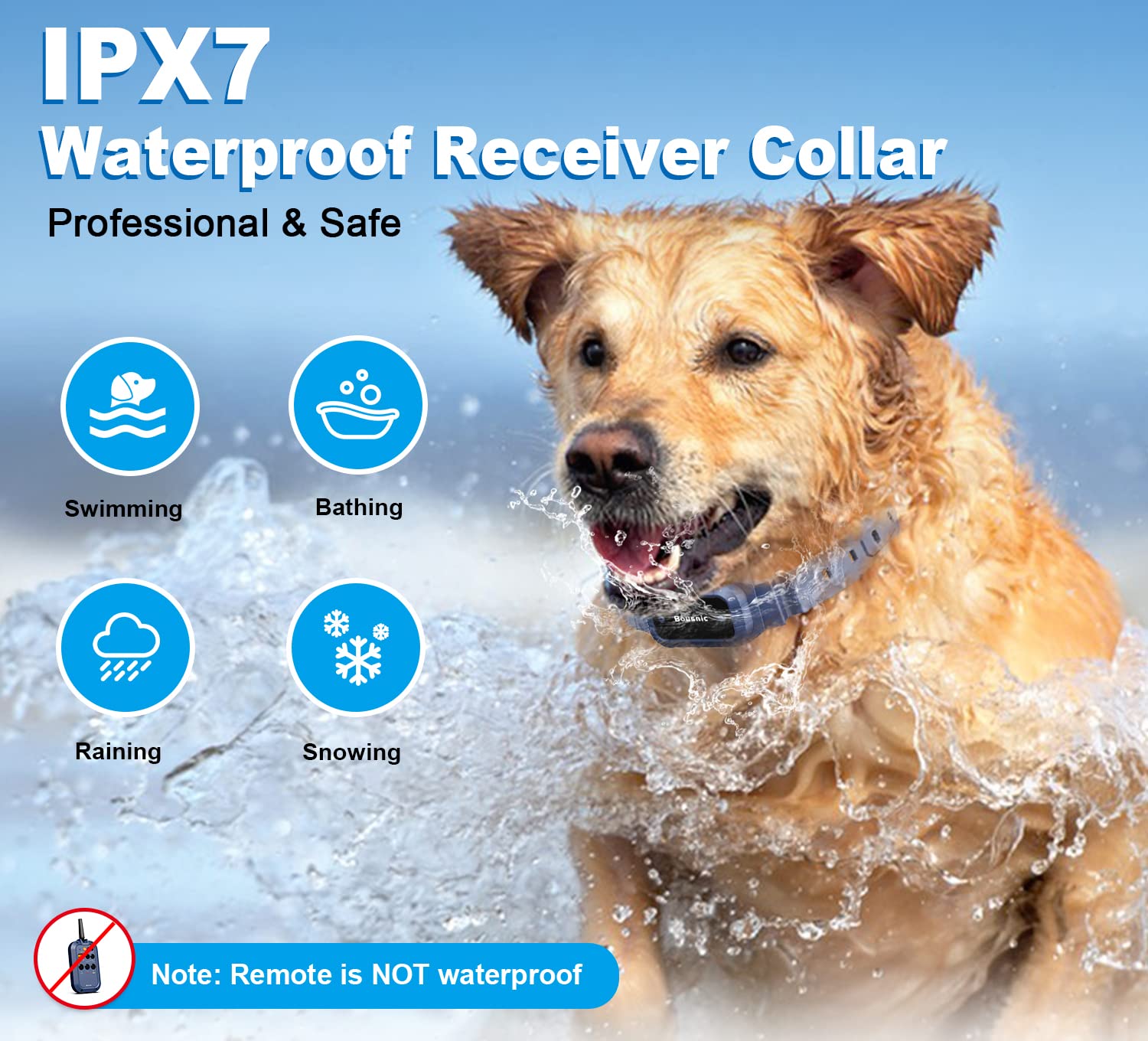 BOUSNIC three-quarter mile range enables safe off leash training sessions.