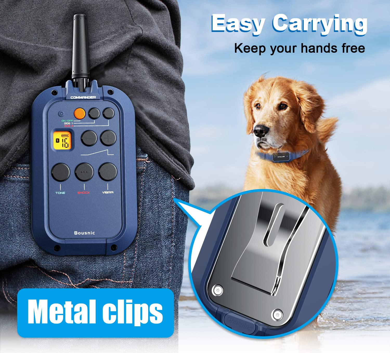 BOUSNIC remote belt clip keeps the remote secure during outdoor walks.