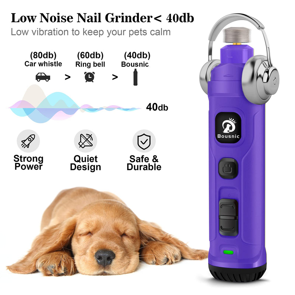 BOUSNIC grinder shows adjustable ports for small to large nails.