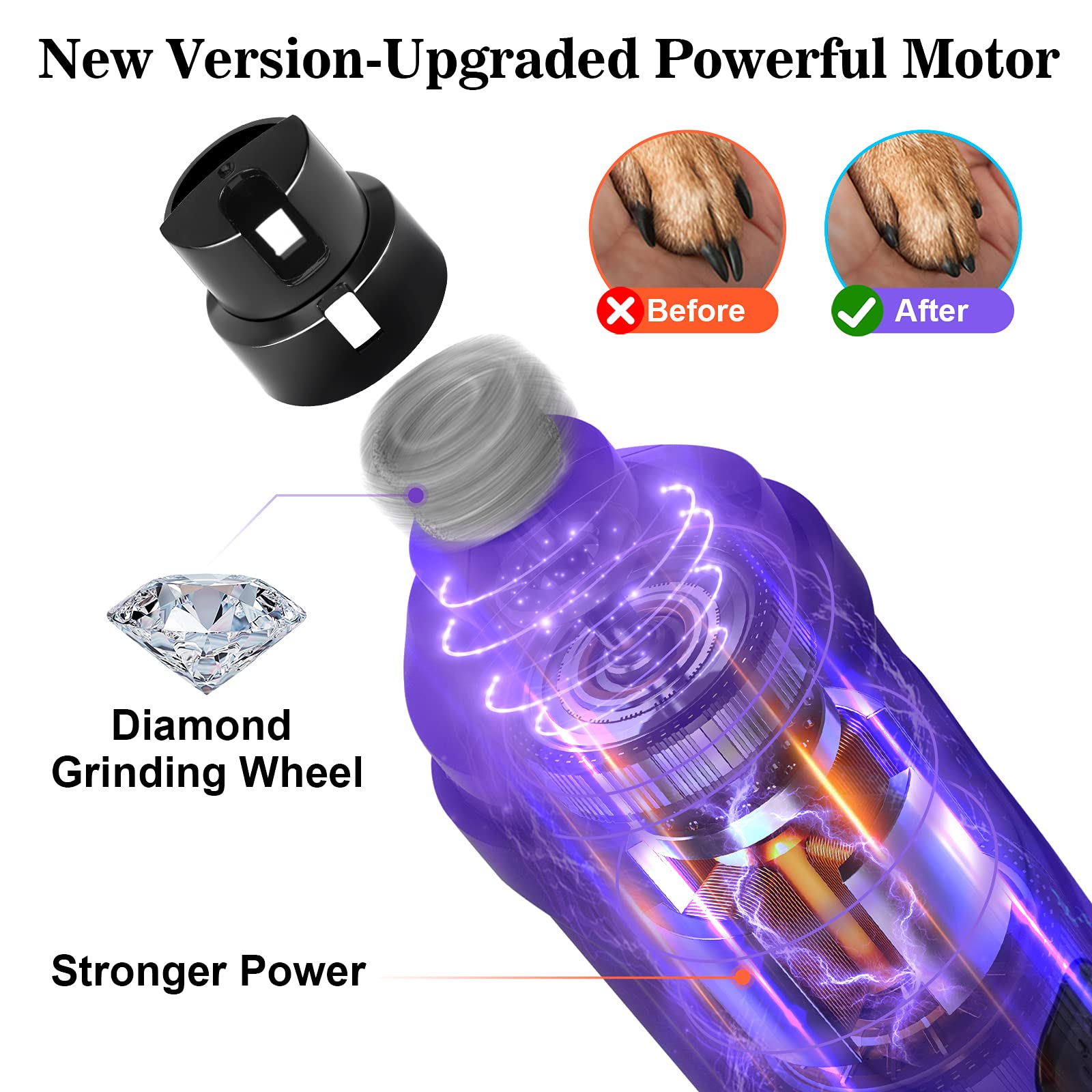 BOUSNIC nail grinder operates quietly for calm grooming sessions.