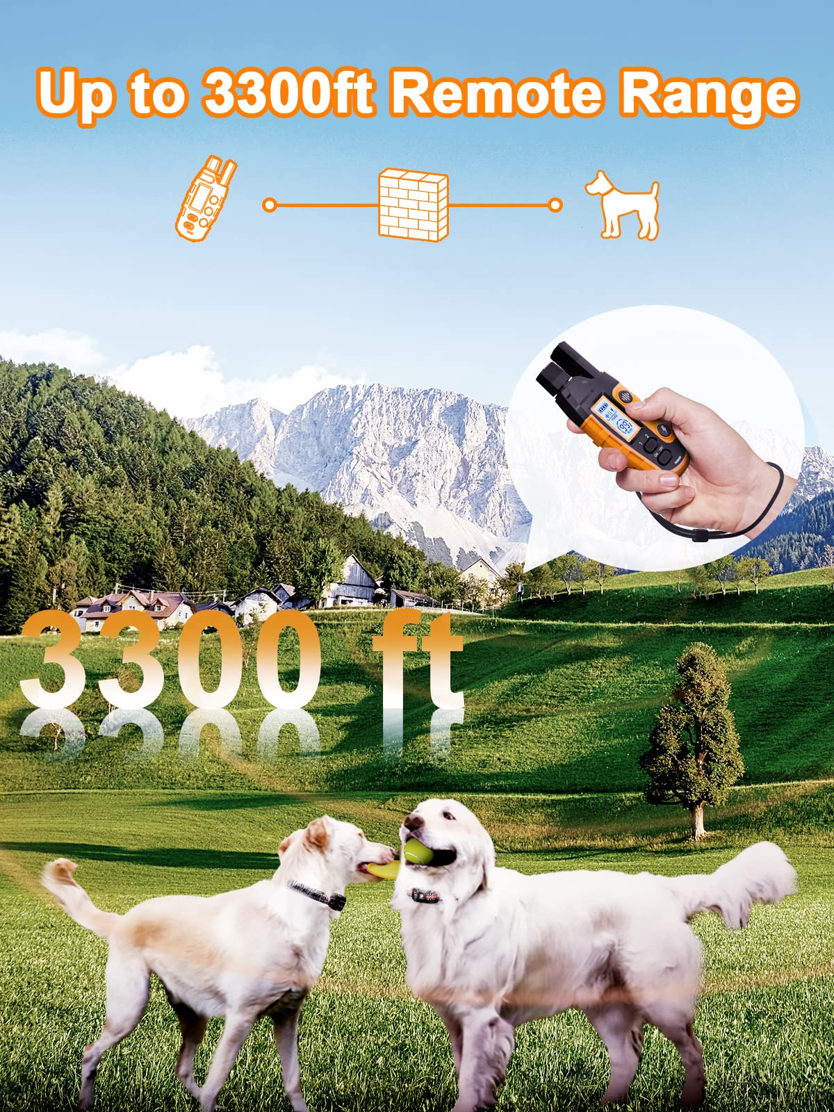 BOUSNIC dual-channel collar enables two-dog training setup.