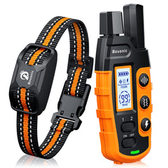 Bousnic dog shock collar orange front view with training feedback