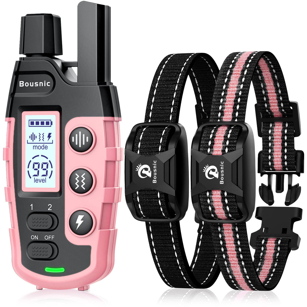 BOUSNIC dog shock collar receiver waterproof designed for outdoor training and rain resistance.