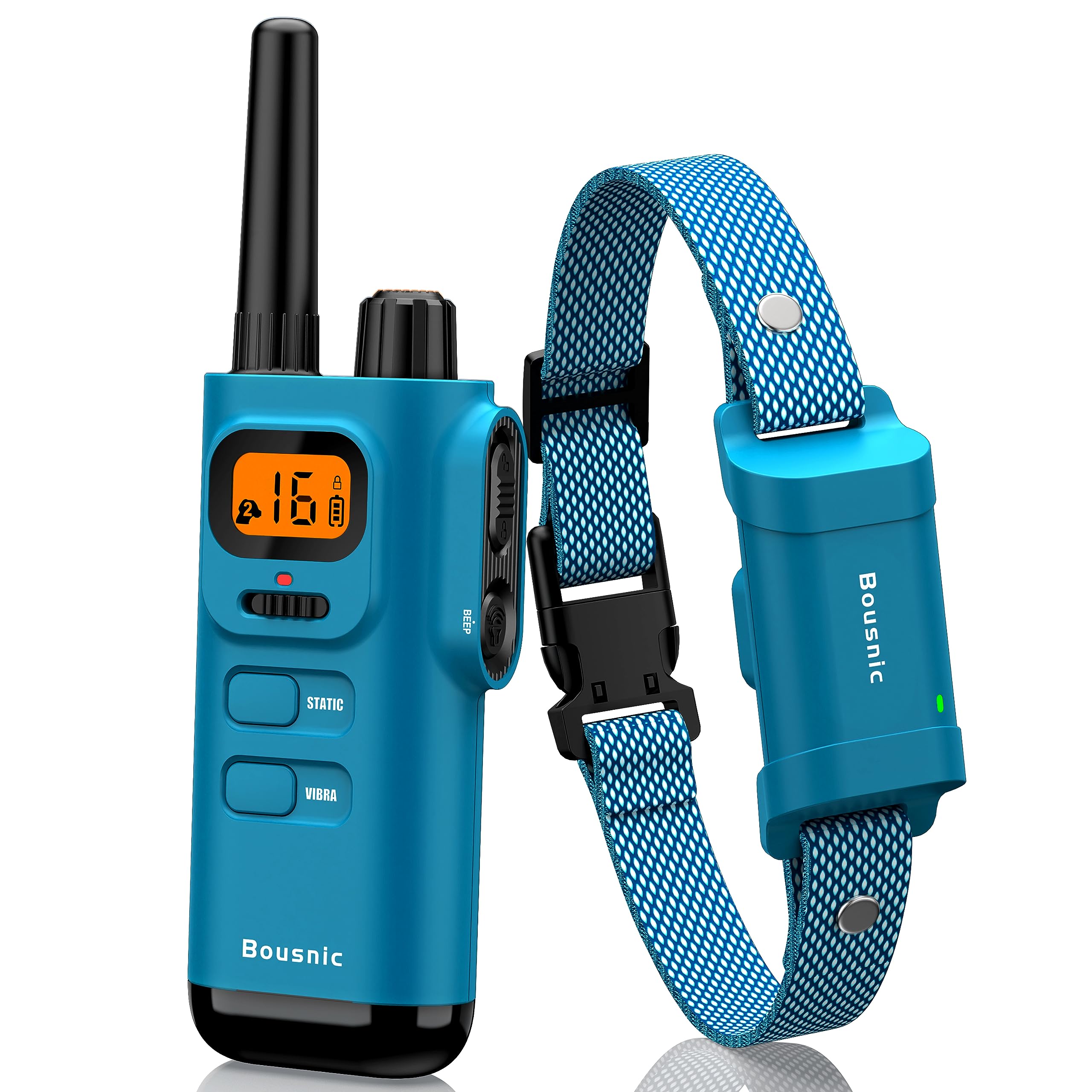 Bousnic dog shock collar with remote demonstrates 4000ft range for outdoor training