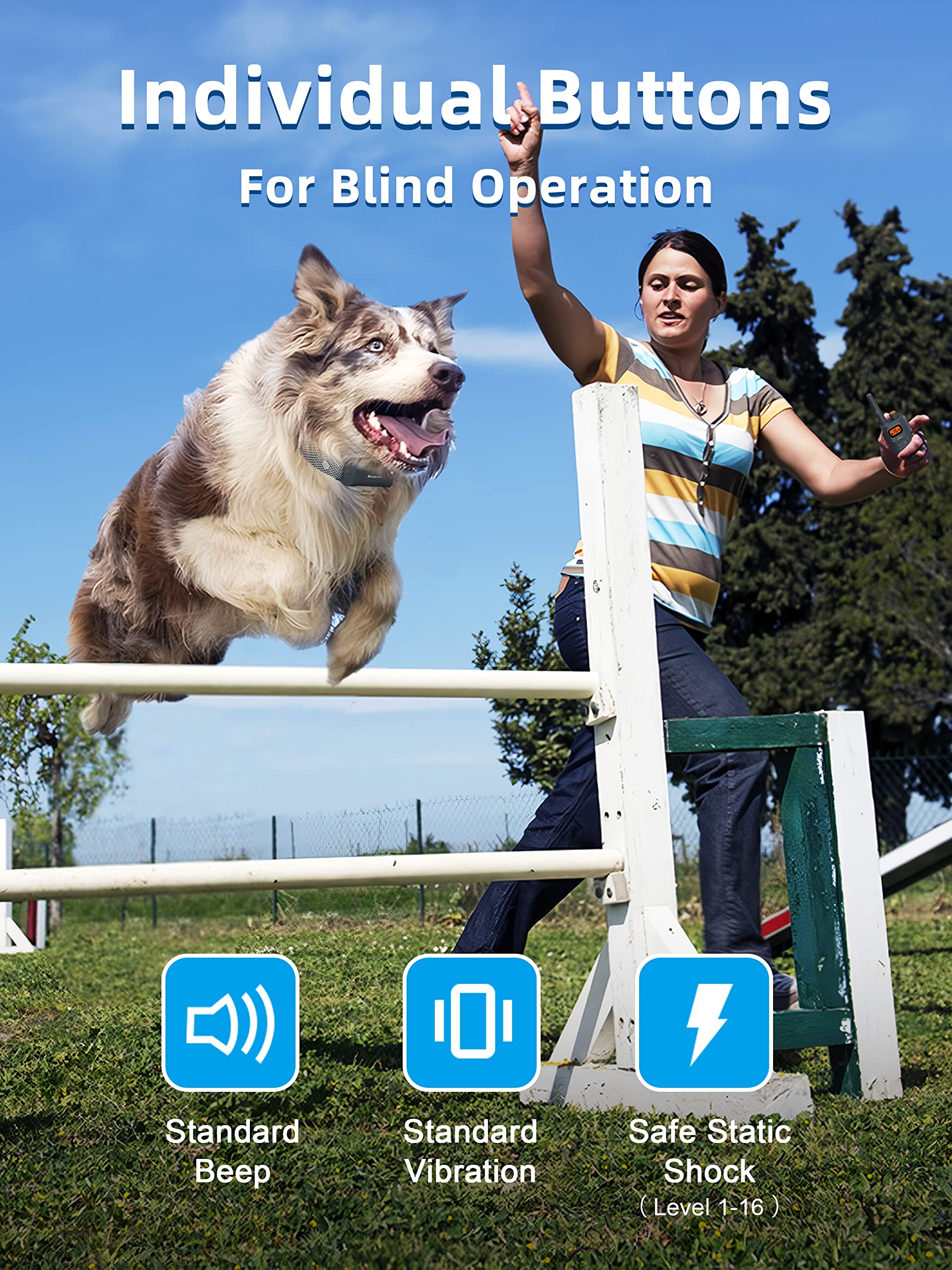 BOUSNIC IPX7 receiver image emphasizes waterproof durability for beach days and poolside play