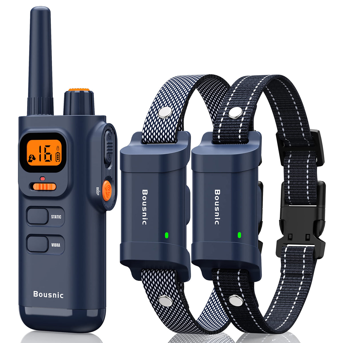 BOUSNIC dog training collar remote demonstrates long range for outdoor obedience.