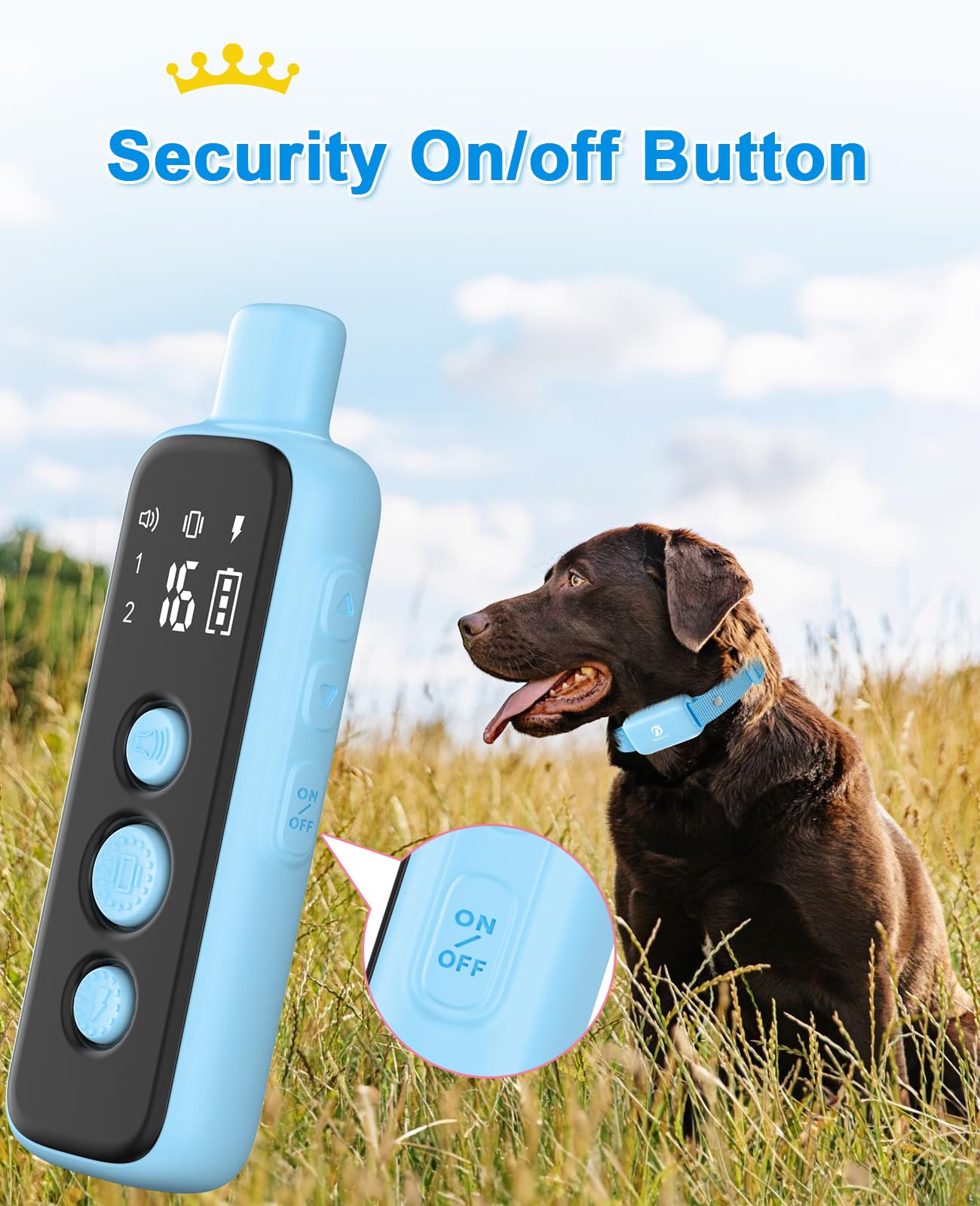 Bousnic shock collar blue rechargeable battery provides long-lasting power for extended training sessions