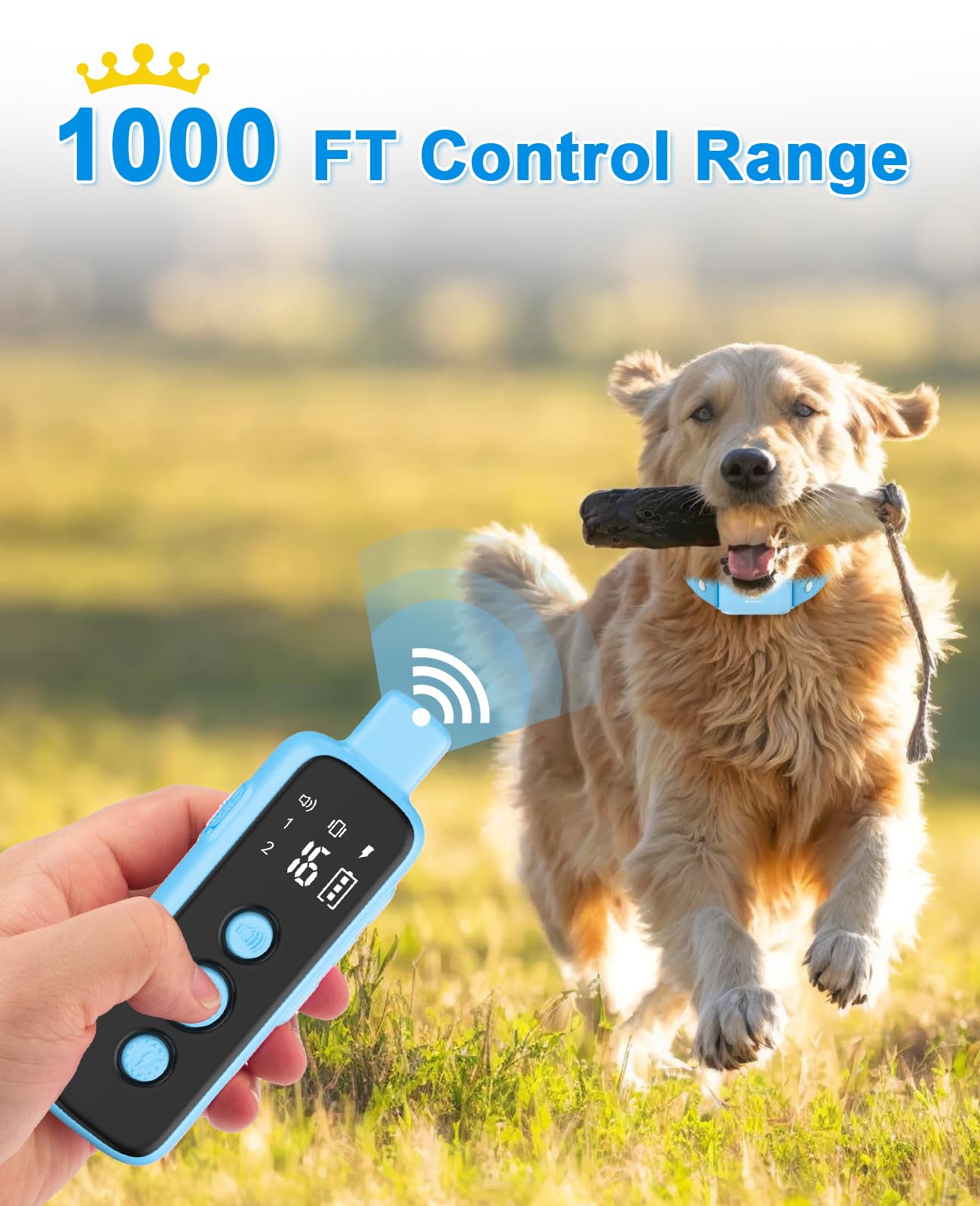 Bousnic shock collar blue remote control enables multi-dog training with dual-channel setup