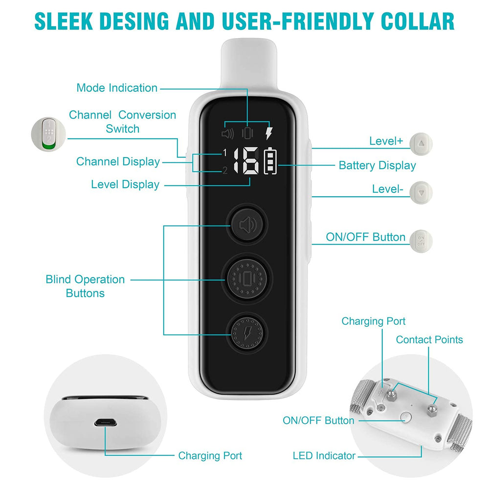 Bousnic package contents with collar and remote for easy setup