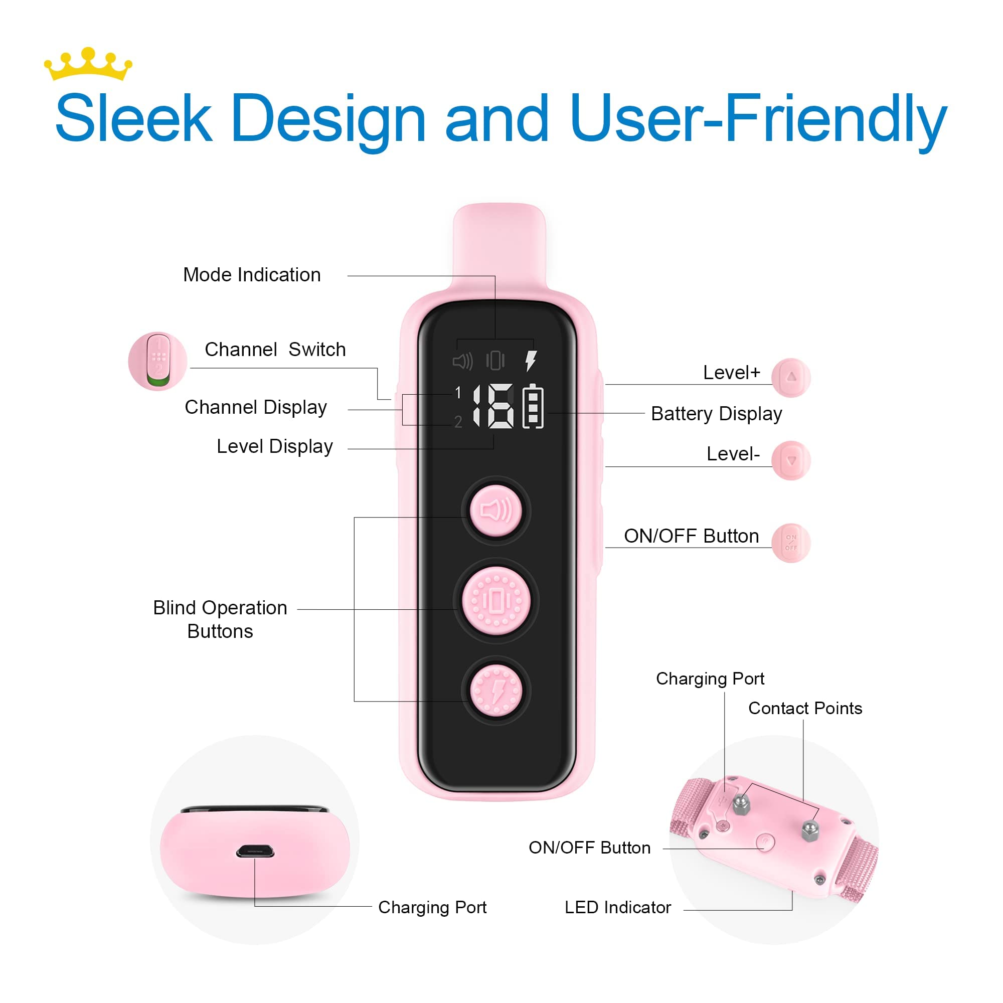 BOUSNIC silicone-covered remote provides comfortable grip during long training sessions.