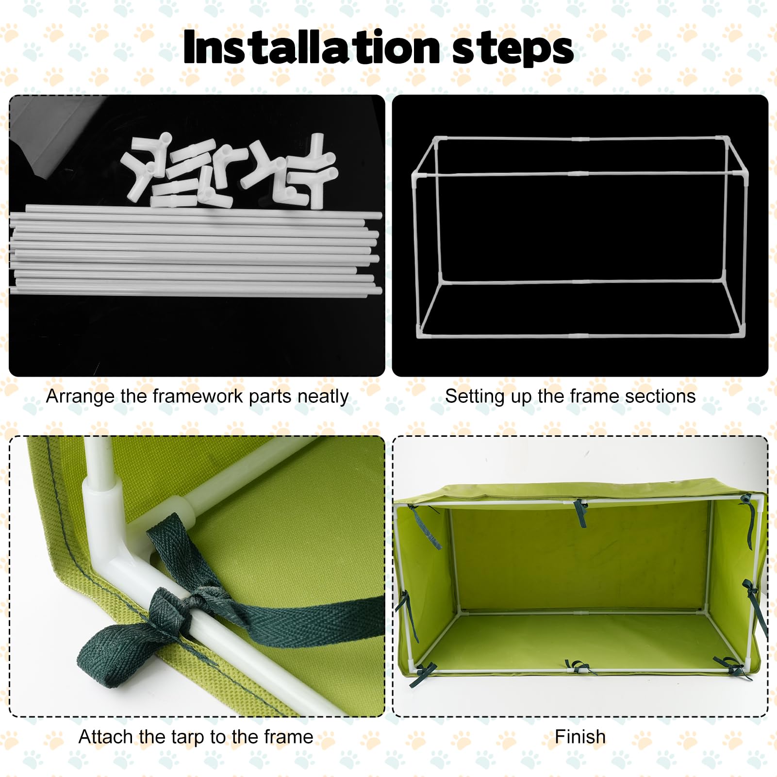 BOUTICOL outdoor cat house pvc-frame assembly - easy setup for quick shelter