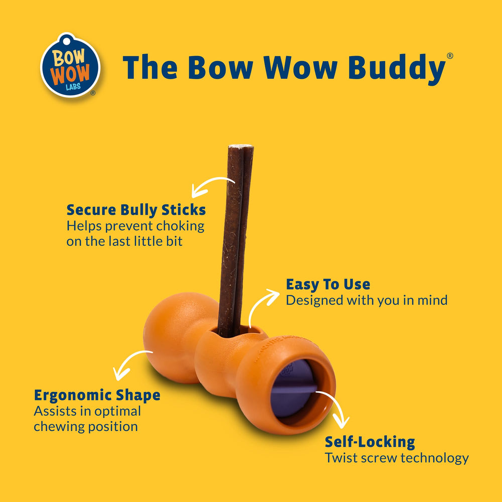 Bow Wow Labs dishwasher-safe bully stick holder showcased for easy cleaning and reuse