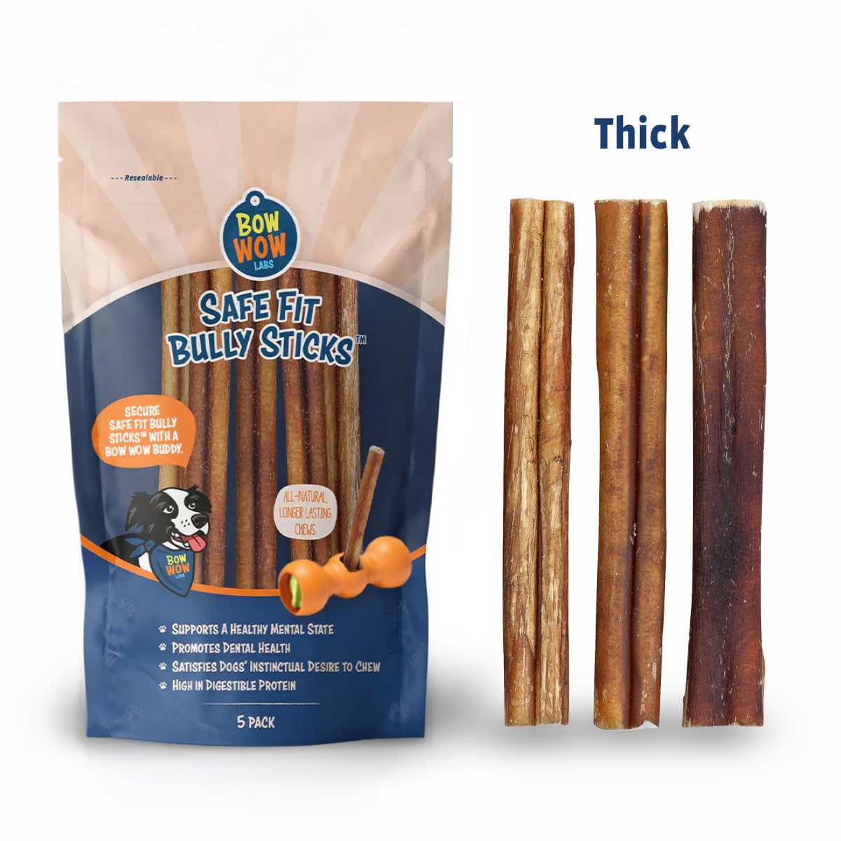 Bow Wow Labs natural bully sticks from grass-fed cattle with no added hormones