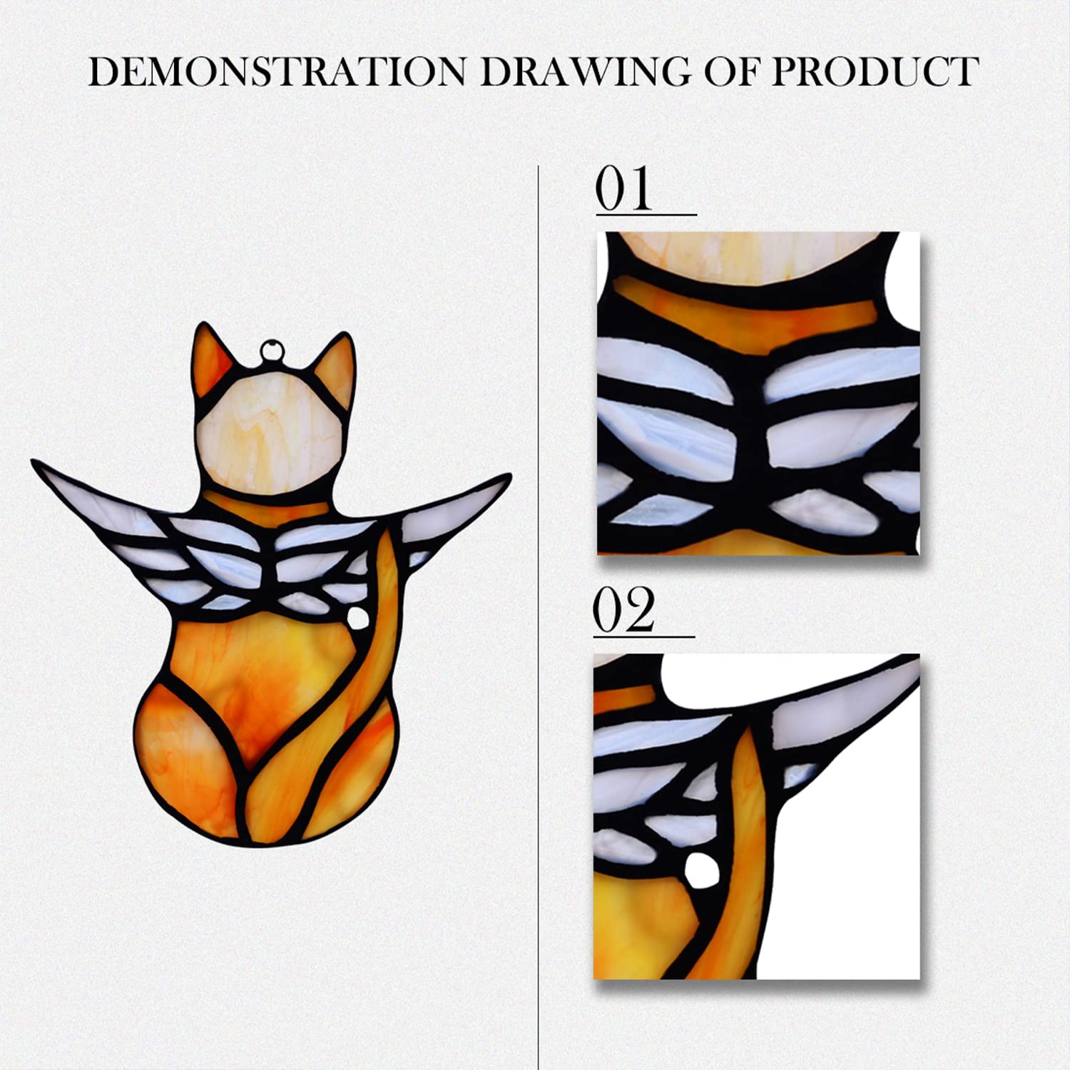 BOXCASA orange cat wings suncatcher design brightens entryways
