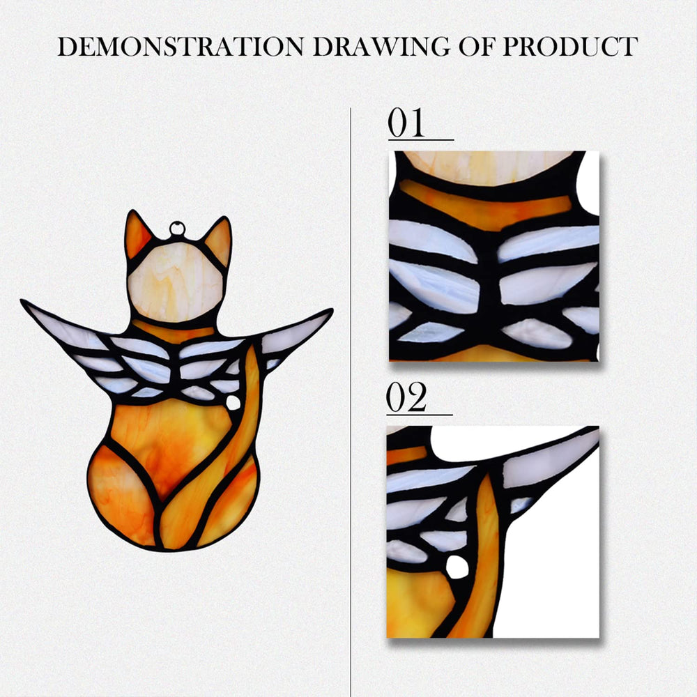 BOXCASA orange cat wings suncatcher design brightens entryways
