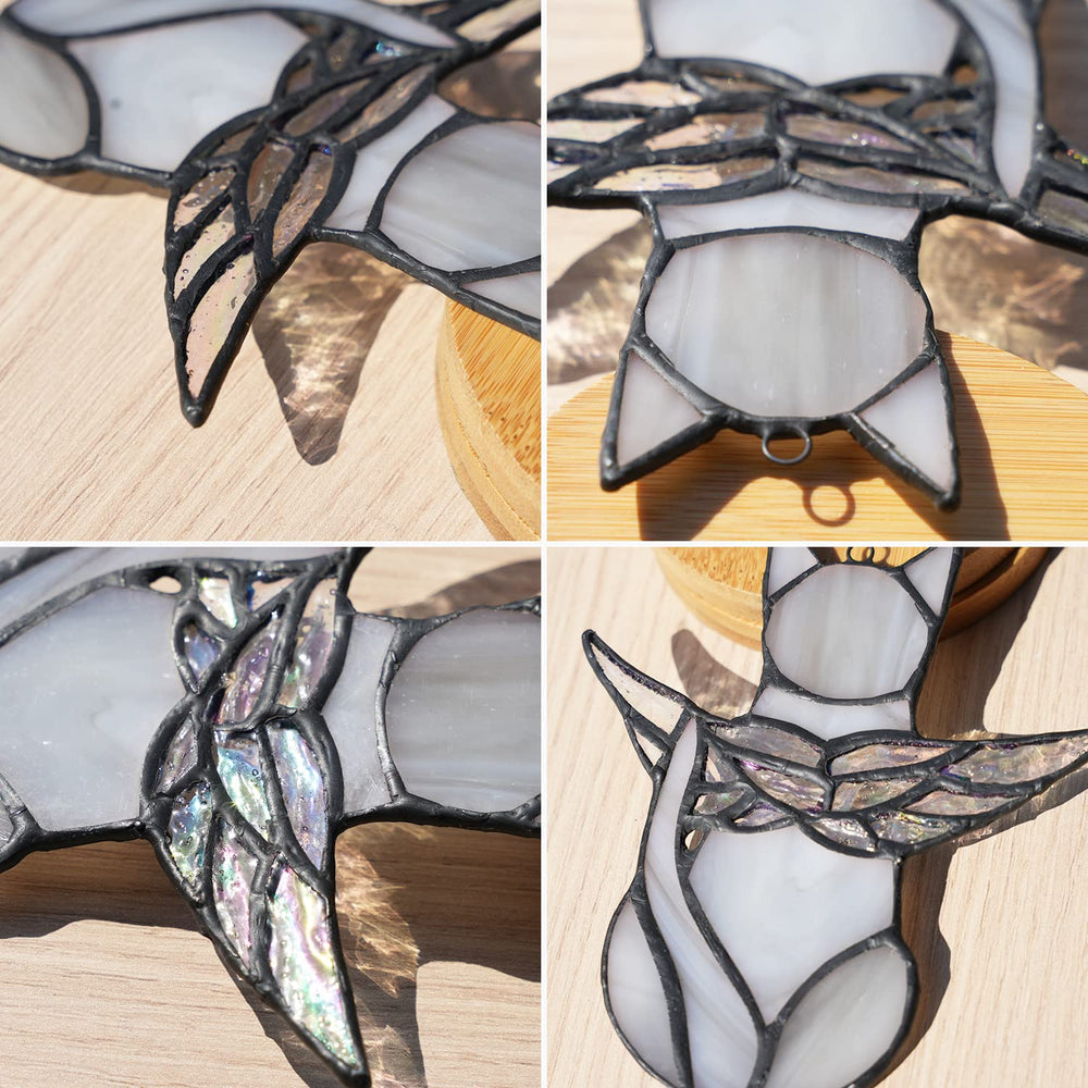 BOXCASA stained glass cat memorial art enhances sunlit windows with color and warmth