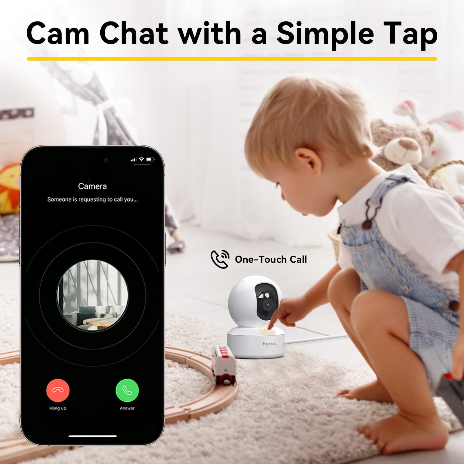 BoyKeep Indoor Camera 360 pan tilt provides full-room coverage and precise viewing.