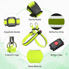 Bpawser Light Up Dog Harness back view highlighting reflective vest for evening visibility