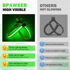 Bpawser Light Up Dog Harness illumination modes allow adaptable visibility during walks