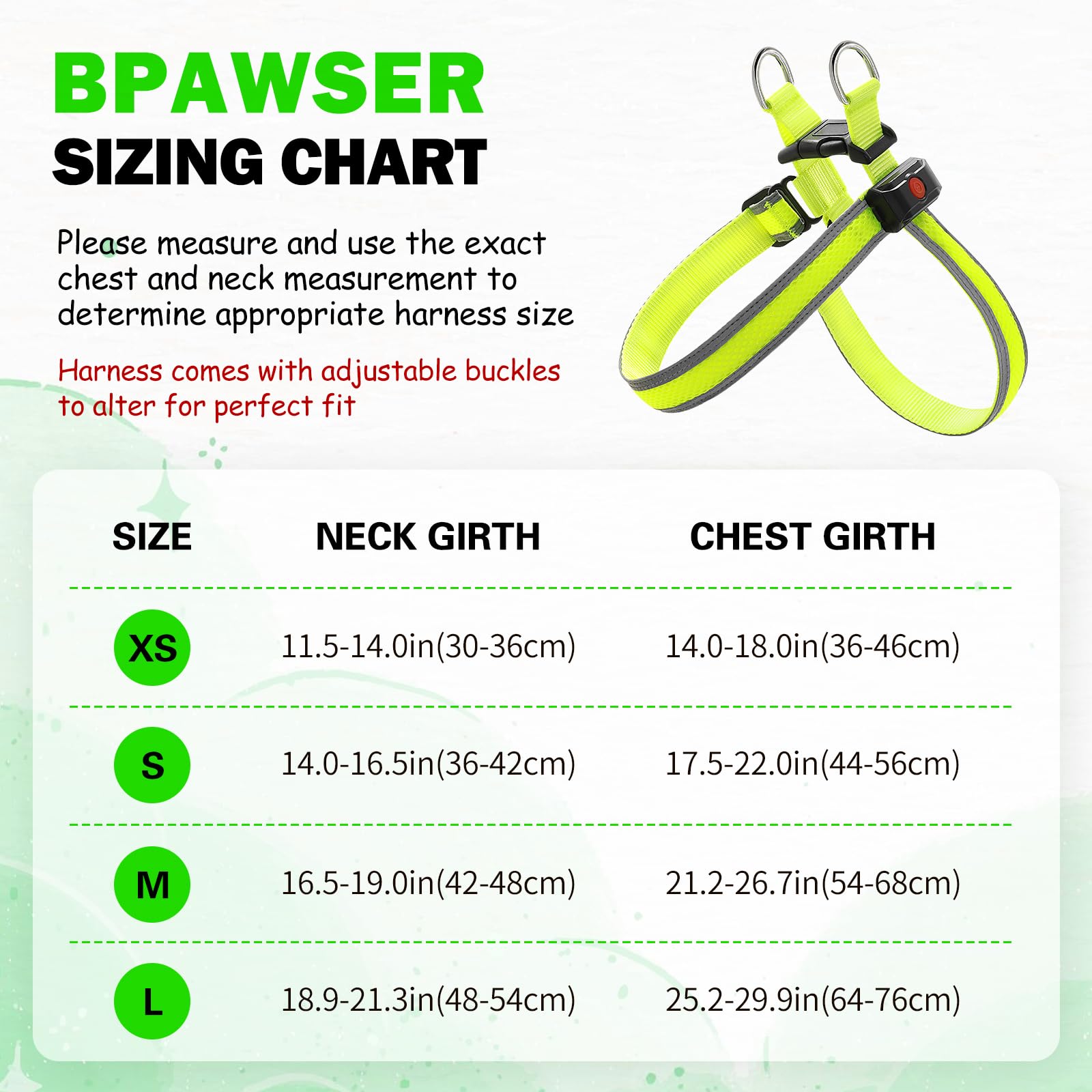 Bpawser Light Up Dog Harness lightweight breathable design keeps pets comfy at night