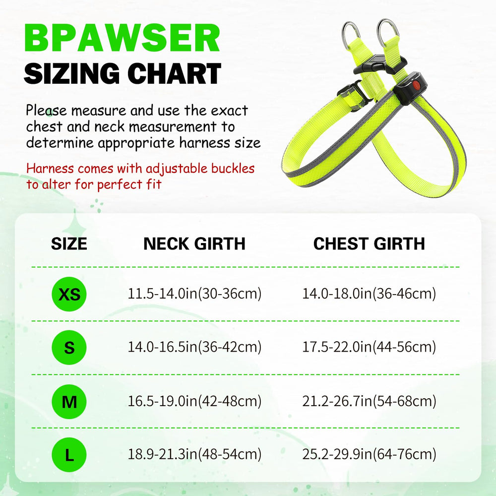 Bpawser Light Up Dog Harness lightweight breathable design keeps pets comfy at night
