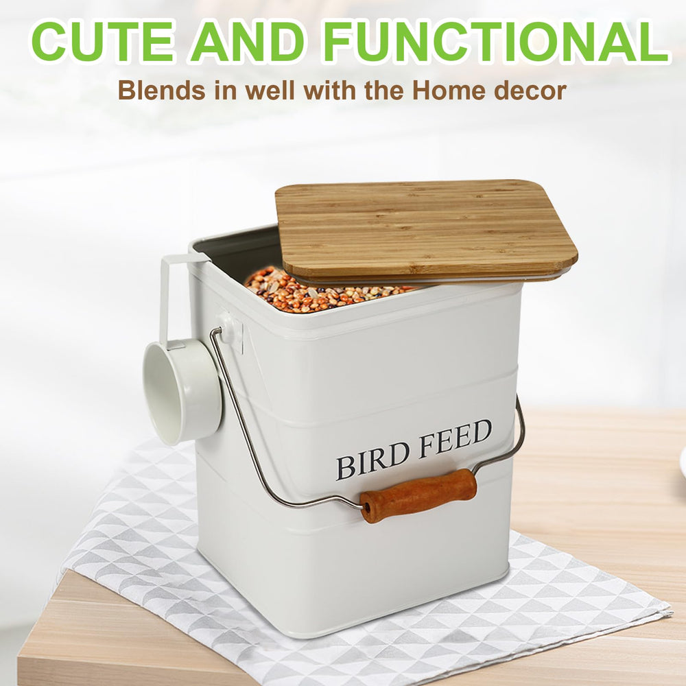 Brabtod Bird Seeds Storage Container 5-6 lbs capacity stores seeds efficiently.
